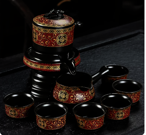 Popular ceramic lazy tea set automatic tea set 6 small cups set (Fuxiang)