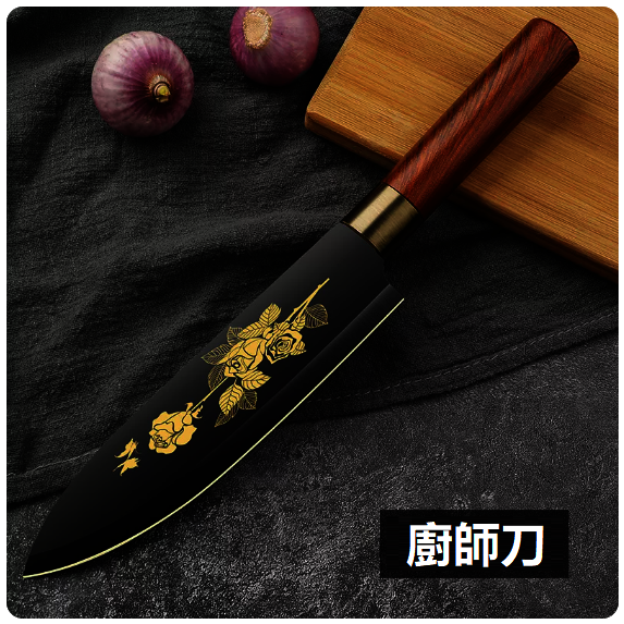 爆款刀具（日式黑面金花料理刀）