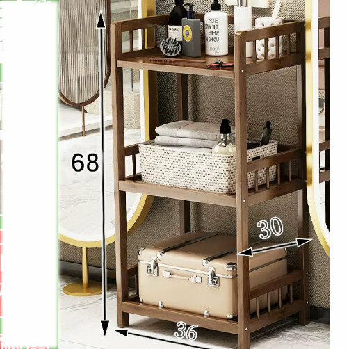 Popular wooden storage rack (3 layers without drawers [brown] length 35)