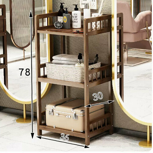 Popular wooden storage rack (3 layers, unpainted brown, 35cm long)