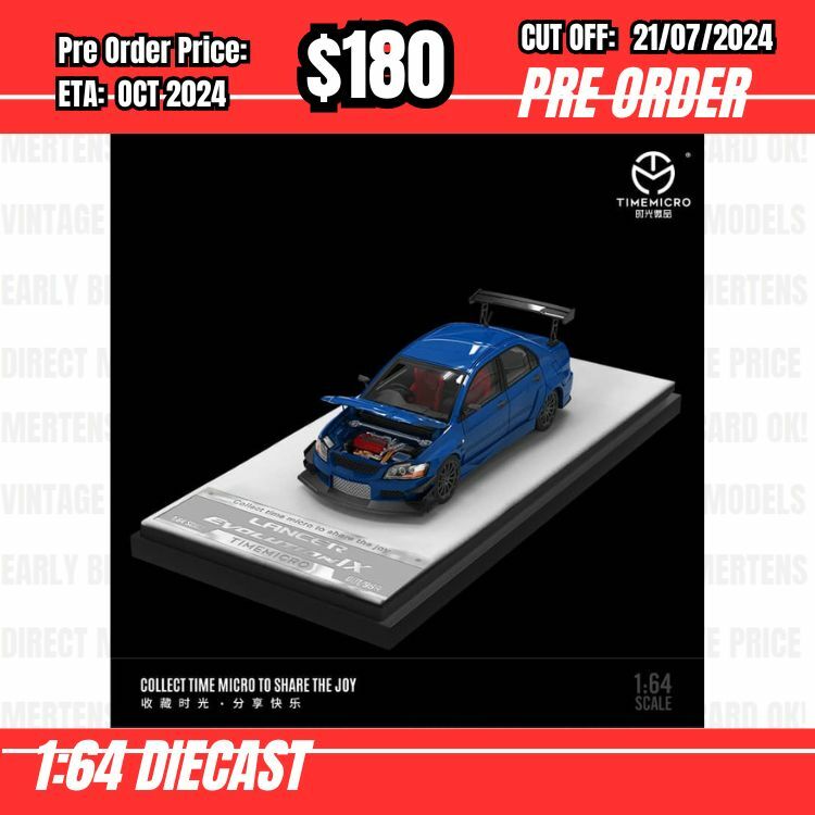 PO-$180 * Time Micro * 1:64 Mitsubishi Lancer Evolution IX Blue [OD13/07]