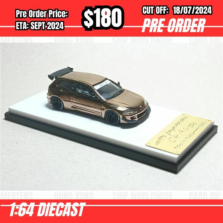 PO-$180 * Model Collect * 1:64 Honda Civic EG Pandem Chrome Copper [OD13/07]