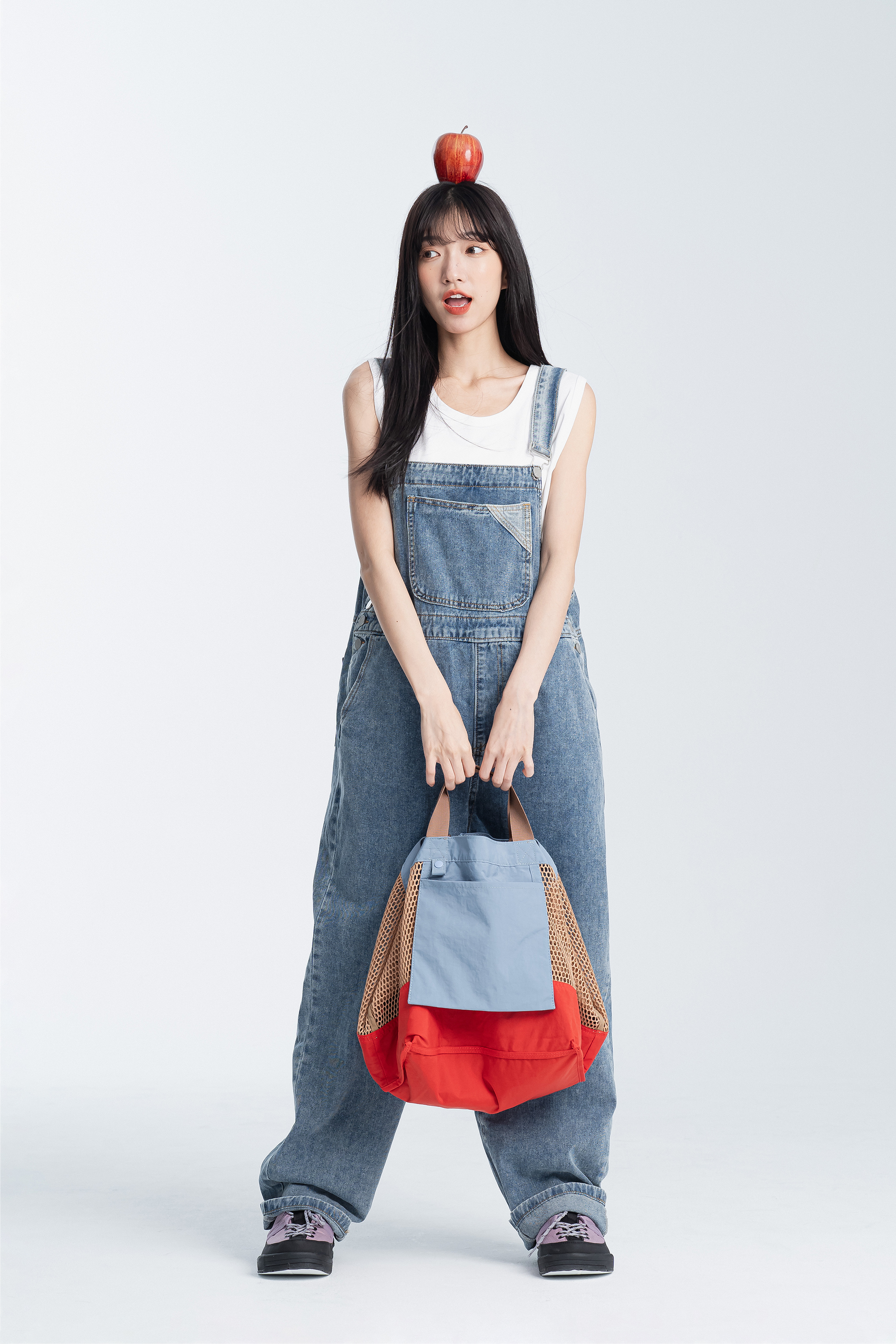 戶外尼龍網子大提包 兩面揹