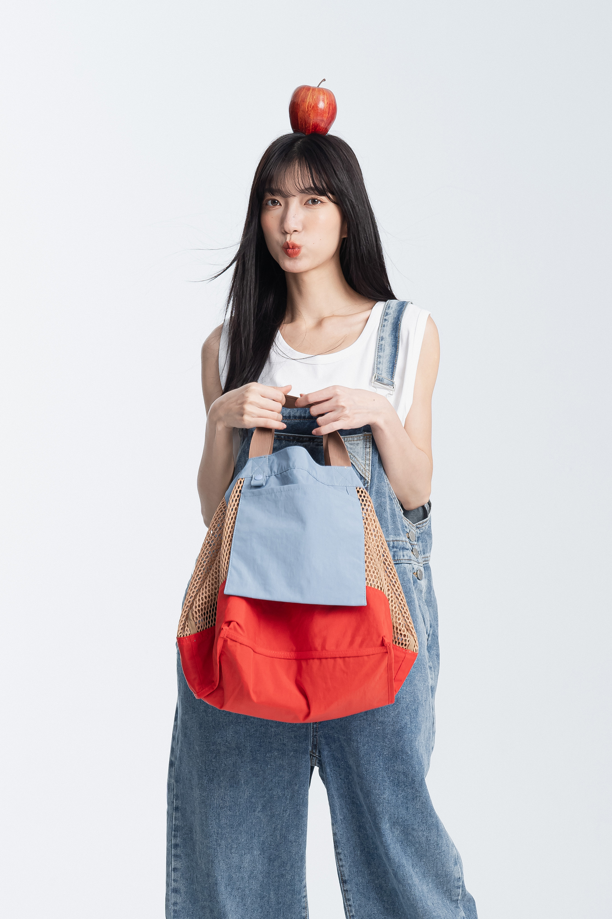 戶外尼龍網子大提包 兩面揹