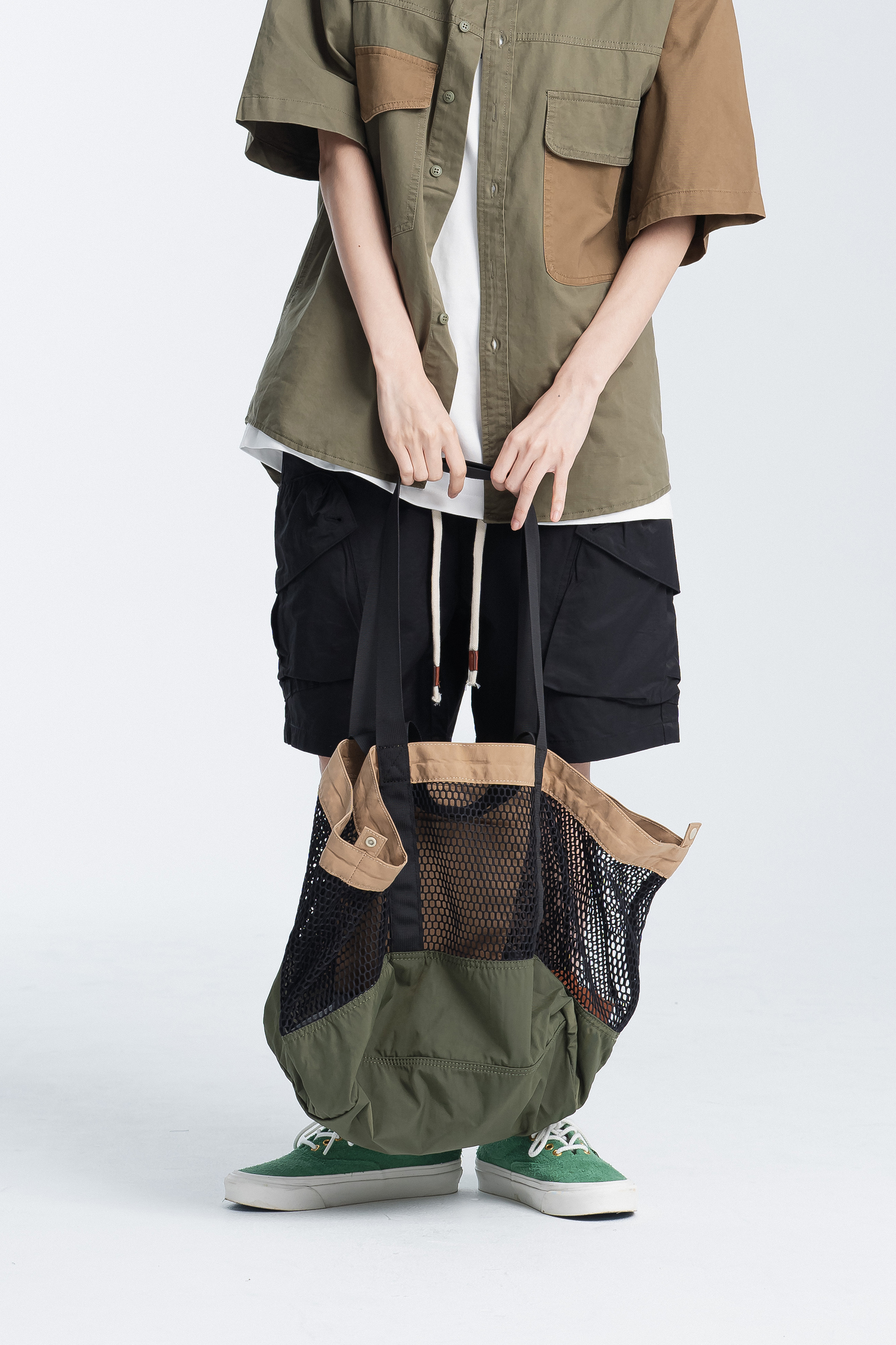 戶外尼龍網子大提包 兩面揹