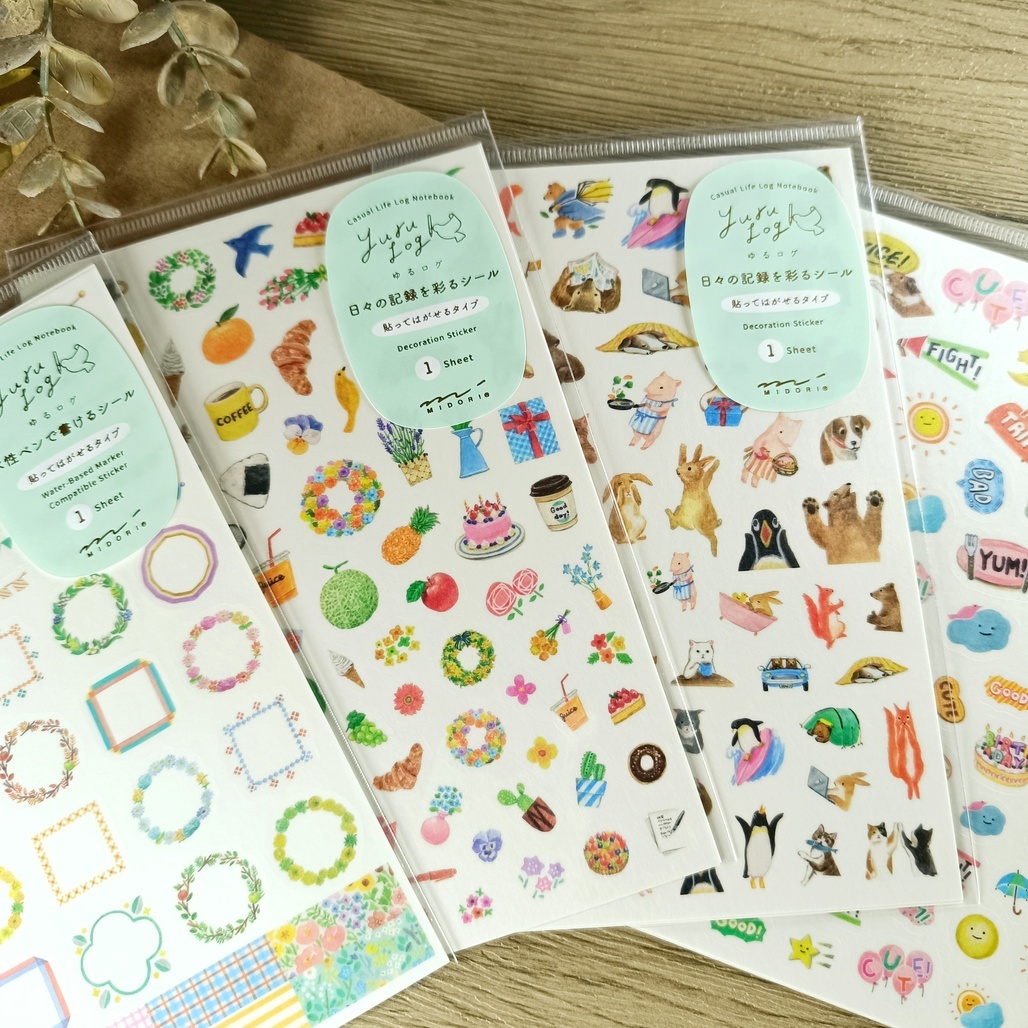 日本MIDORI．Yuru Log系列 和紙貼紙(單張) 共四款