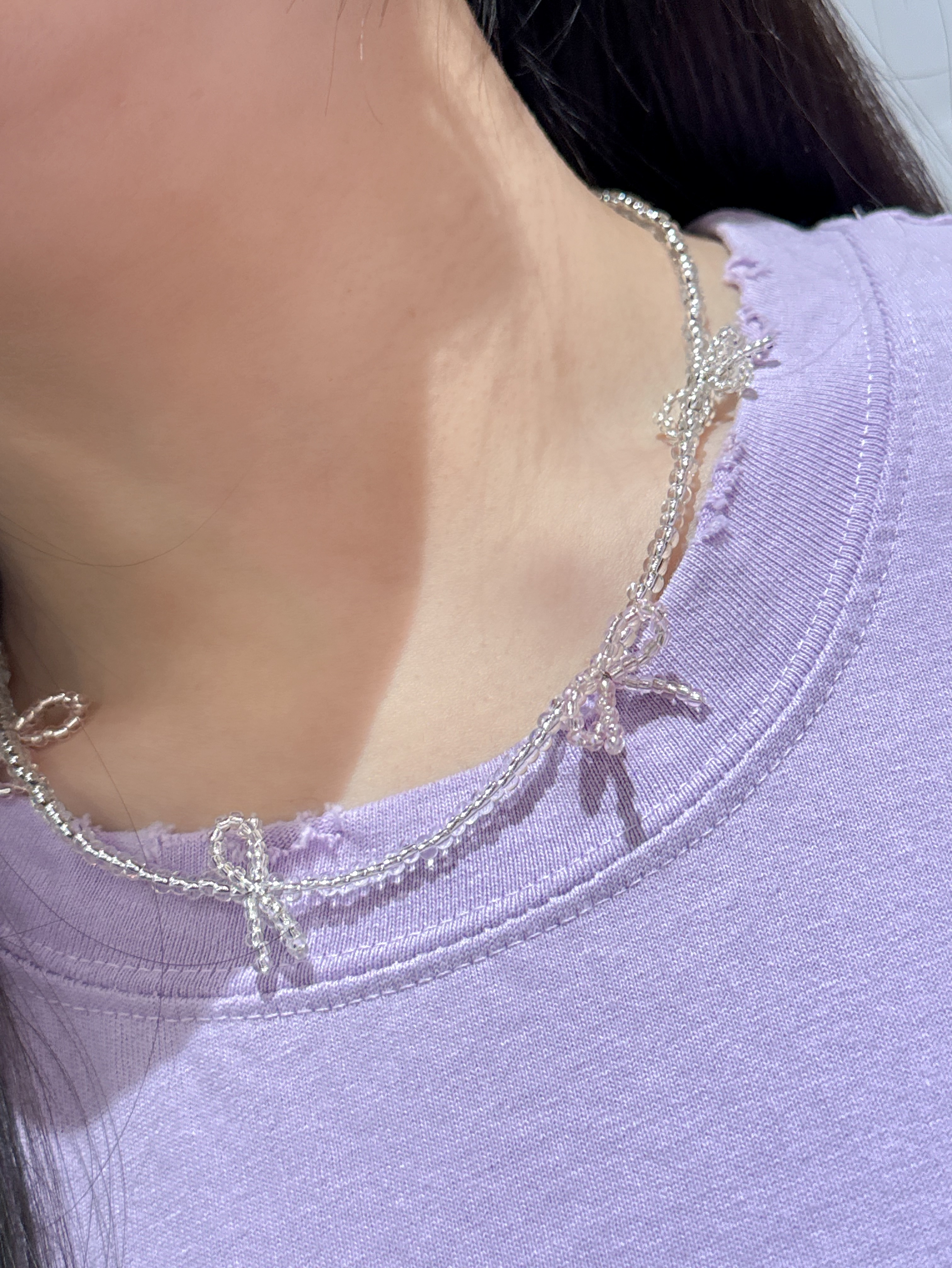 蝴蝶結立體串珠造型項鍊