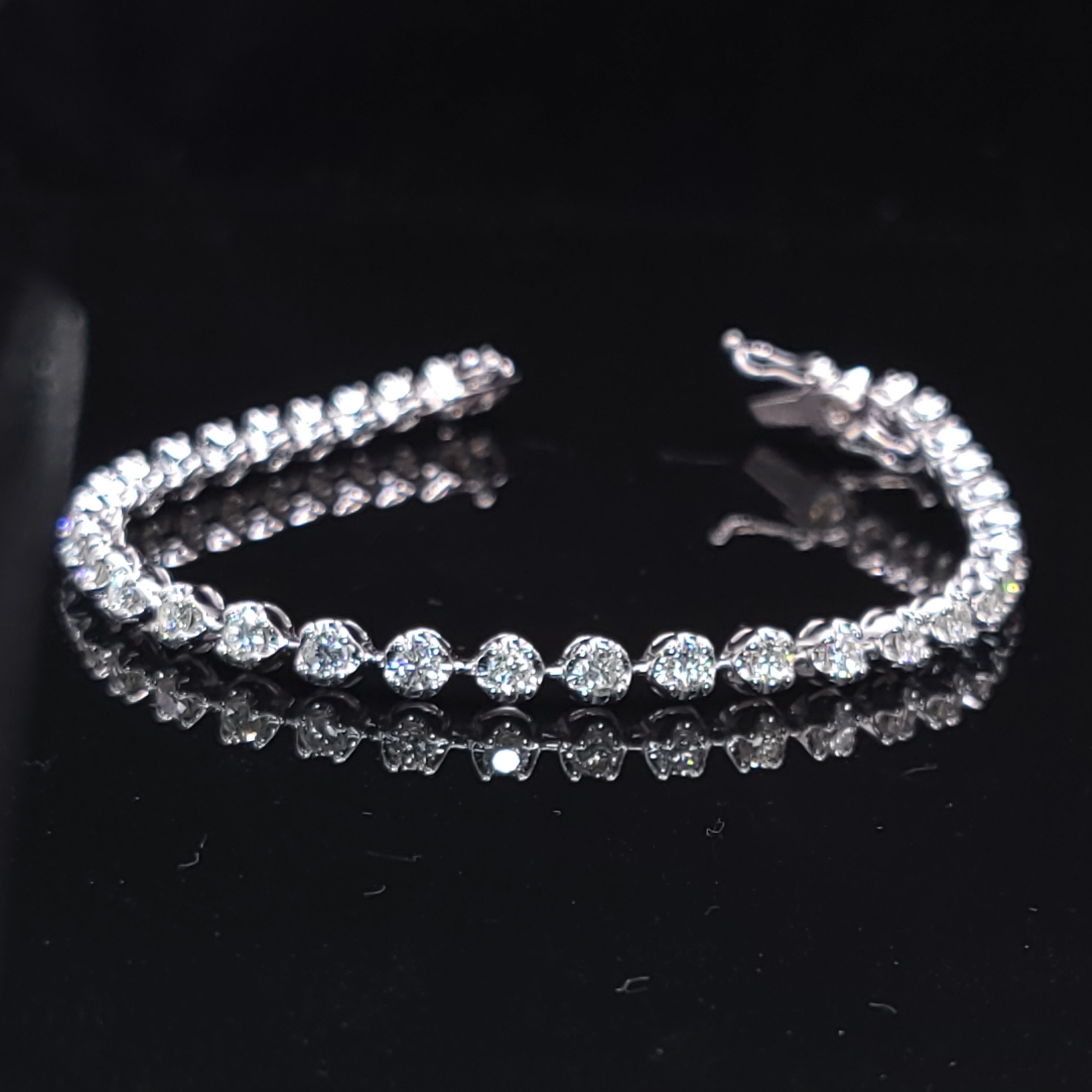 全新18K白金2卡6份4爪鑽石手鍊