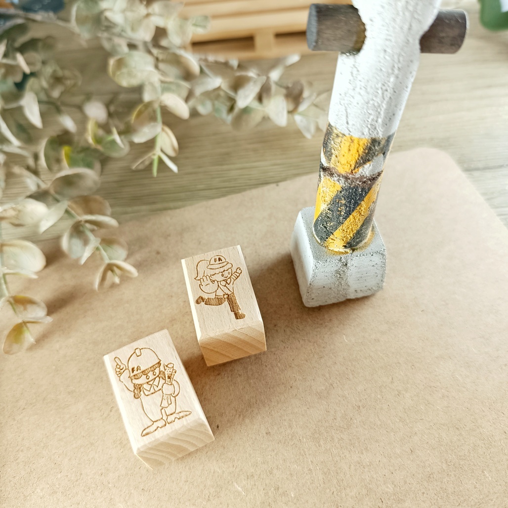 fafa製造所．請勿打擾／請注意 fa工頭櫸木膠板印章