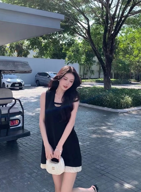 法式赫本 雙層軟紗小黑裙