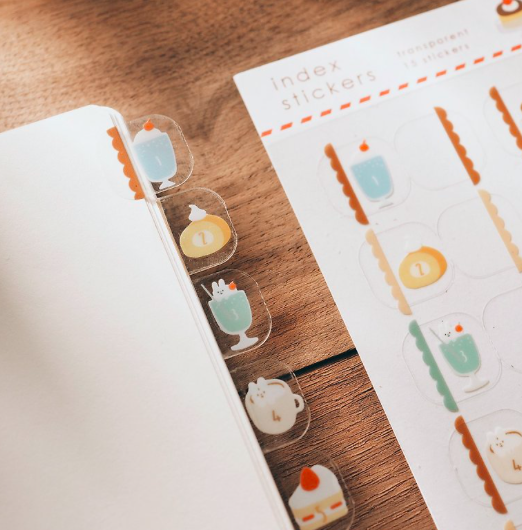 右手超人｜喫茶 透明月份索引貼紙