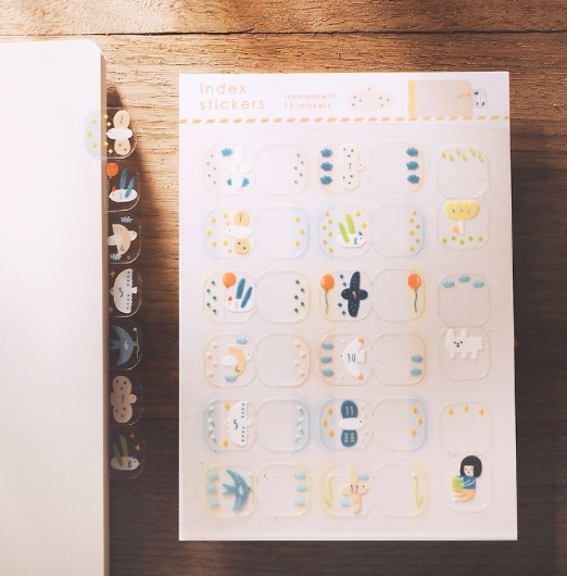 右手超人｜鳥 透明月份索引貼紙