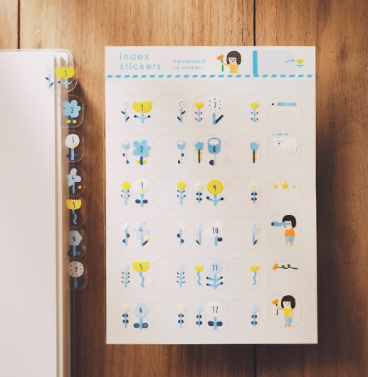 右手超人｜花 透明月份索引貼紙