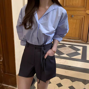 鬆弛感必備! 簡約寬版襯衫(藍/粉/白)