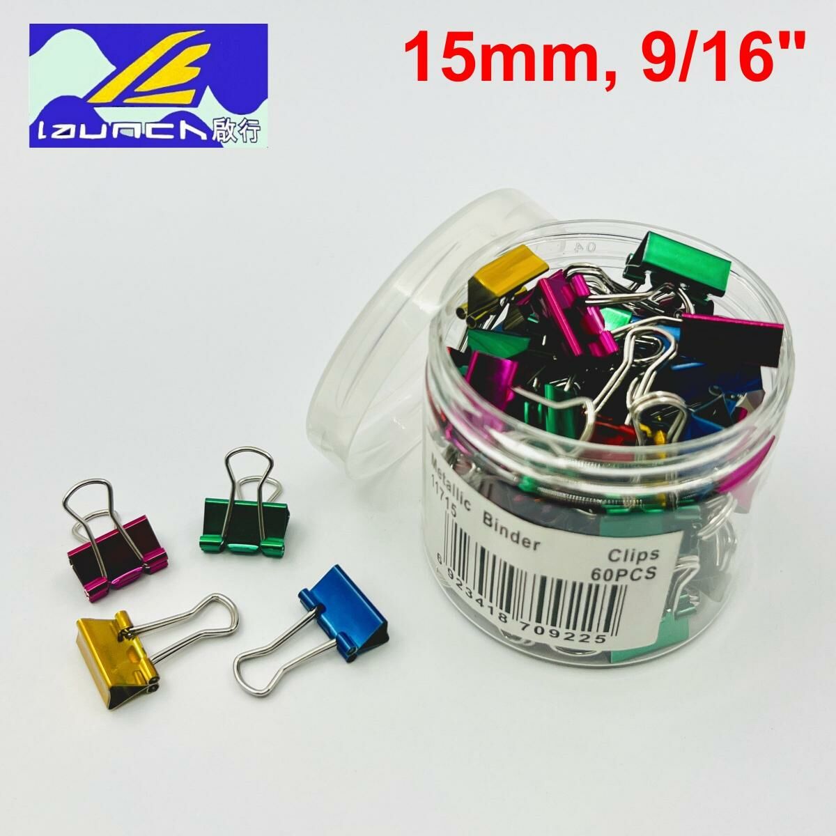啟行® 金屬色 9/16寸長尾夾 / 反尾夾, 60個裝 (5色) #11715