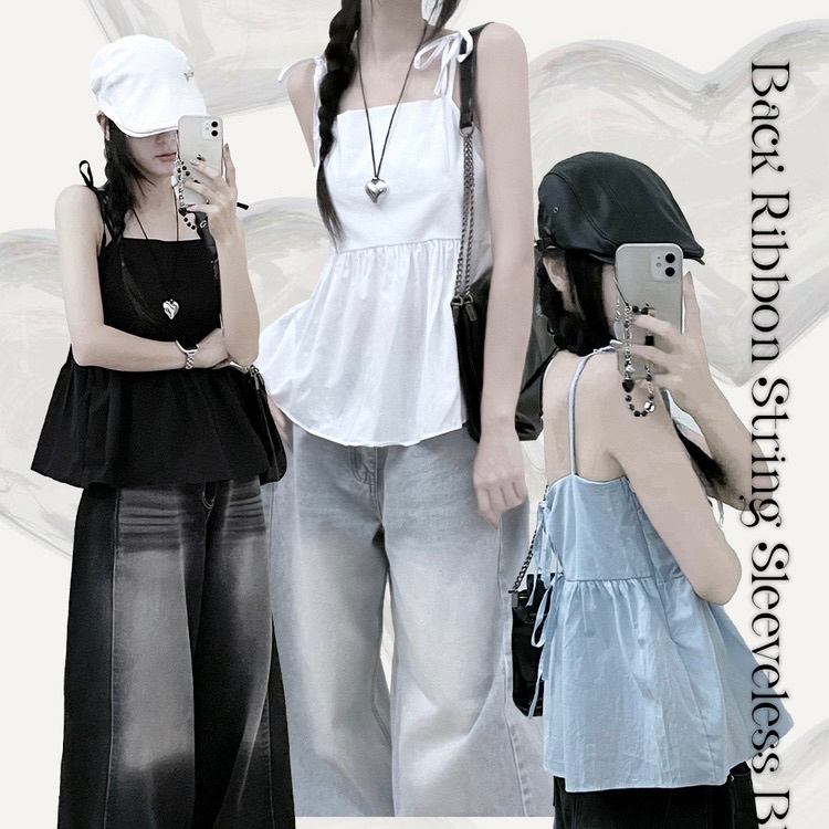 【優惠現貨】KR FLARE BACK RIBBON BLOUSE（3色）