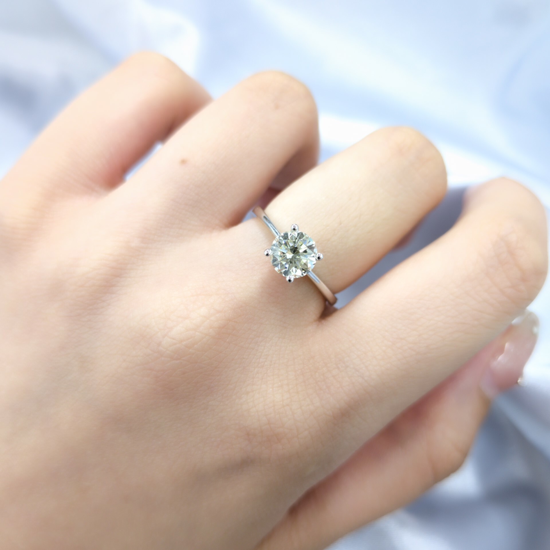 全新18K白金【單粒1卡3份鑽石】戒指