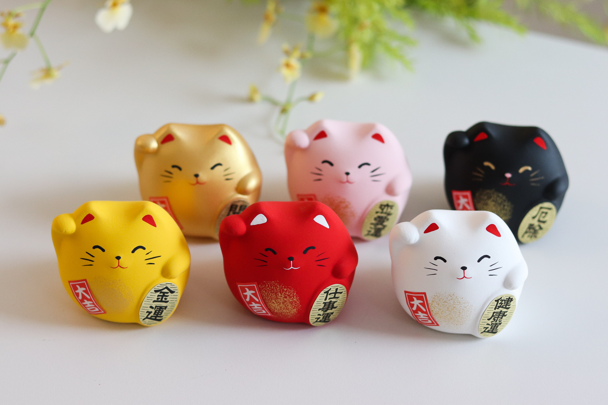 日本 萬古燒 招財貓 陶瓷擺飾