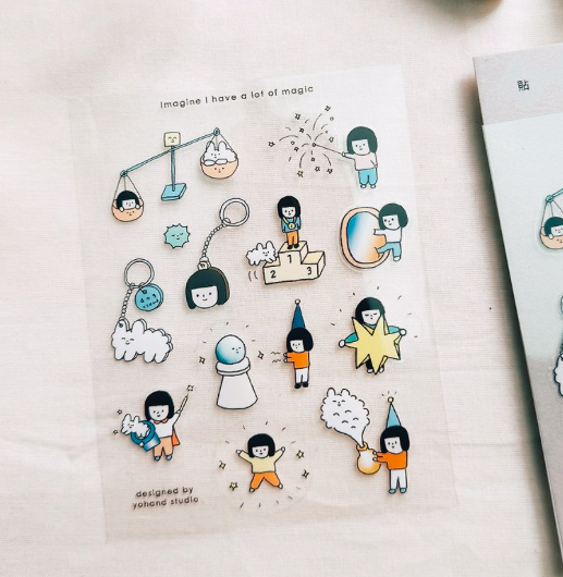 右手超人｜魔法 透明割型小貼紙