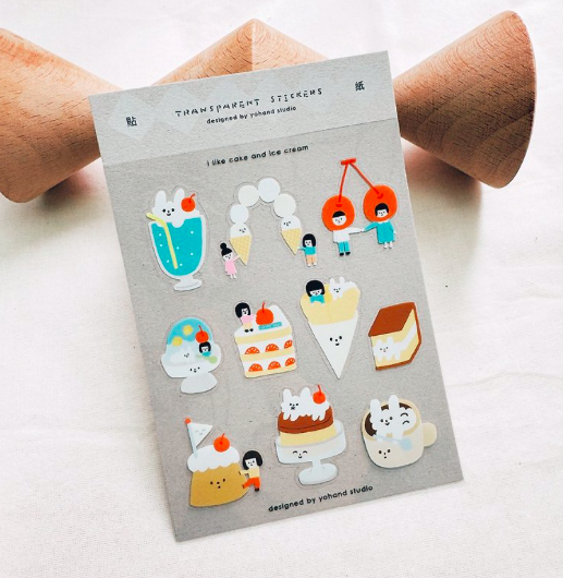 右手超人｜喫茶 透明割型小貼紙