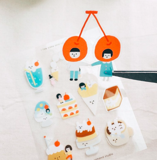 右手超人｜喫茶 透明割型小貼紙