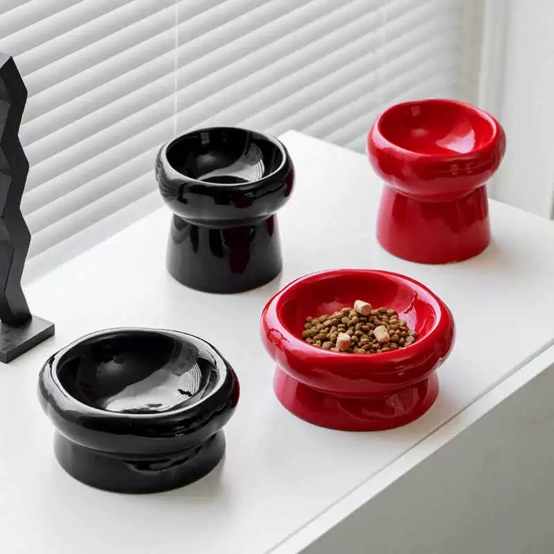 宠物陶瓷碗 花瓣高/矮脚陶瓷碗