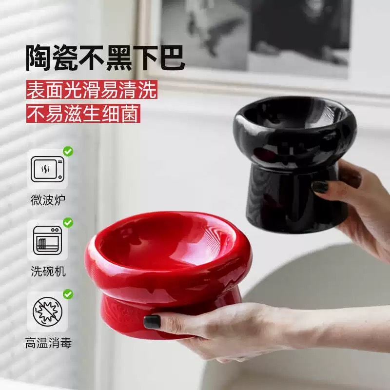 宠物陶瓷碗 花瓣高/矮脚陶瓷碗