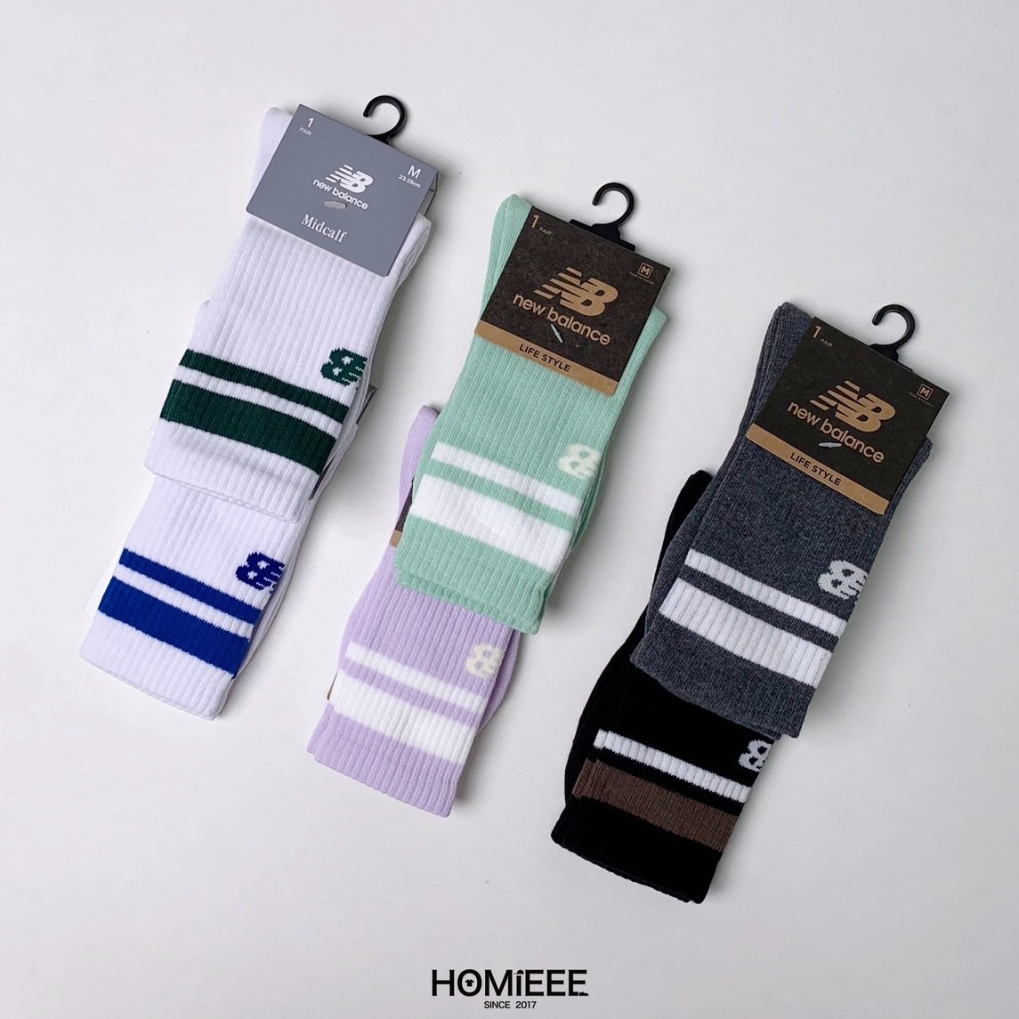 New Balance Crew Socks 襪子 中長襪 黑色 灰色 白色 [LAS32161]