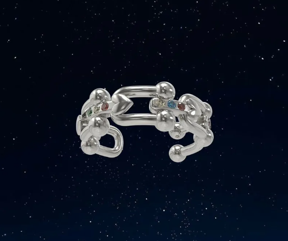 VSCH "愛心系列"馬蹄愛心彩鑽戒指