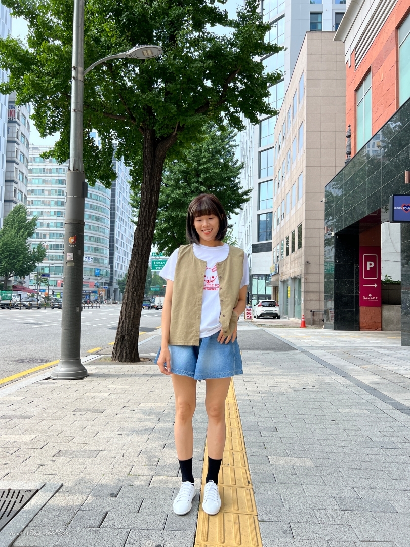 正韓兩穿設計鄉村風棉麻背心 (卡其綠)