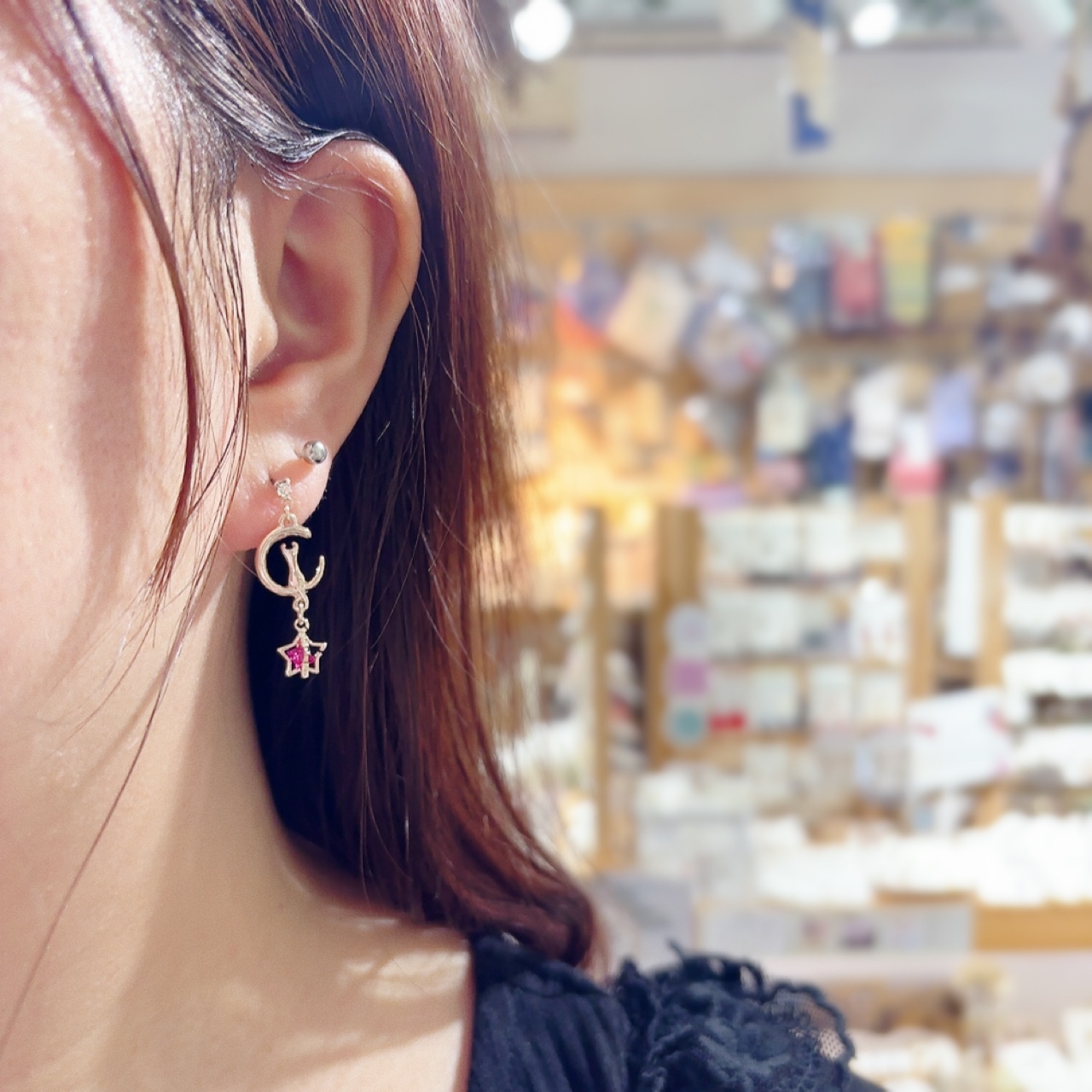 月亮貓咪耳環 (3色)