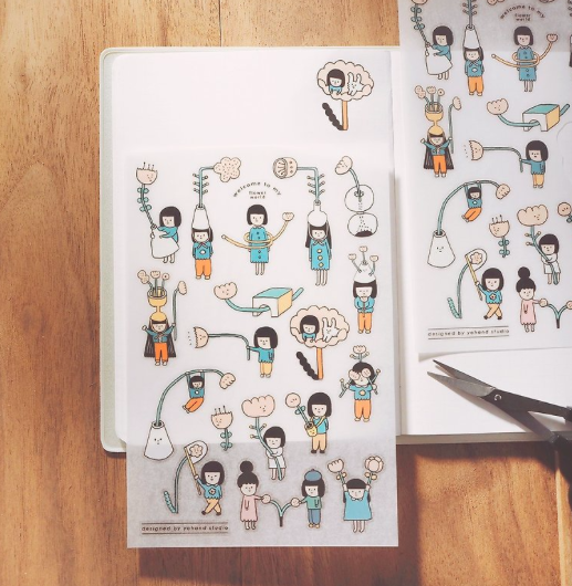 右手超人｜花 轉印貼紙（一份2張）