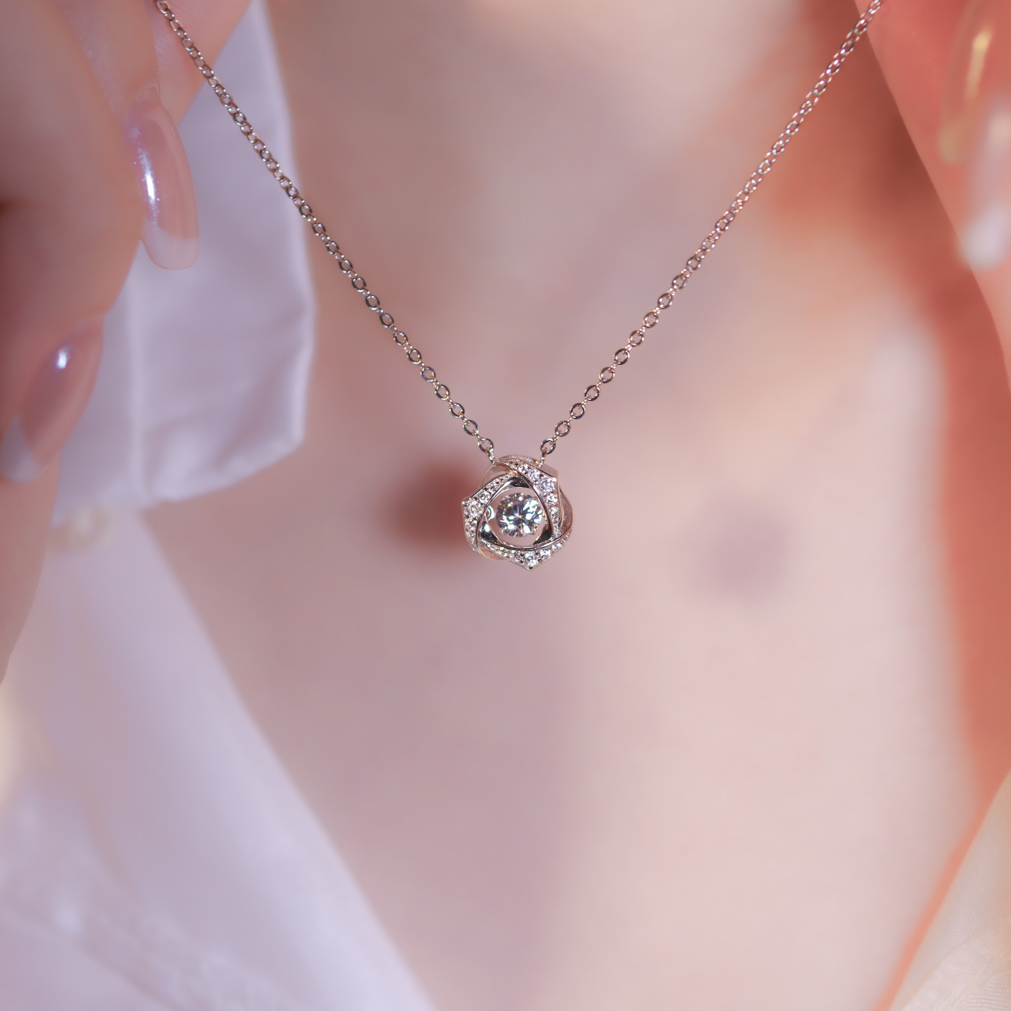 | 925 Silver・ White Gold  | Dancing Cover You Necklace（White/Blue） | NE1165 |