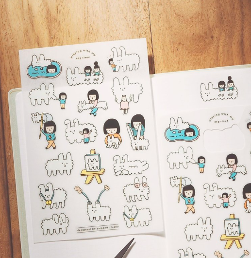 右手超人｜狗狗雲 轉印貼紙（一份2張）