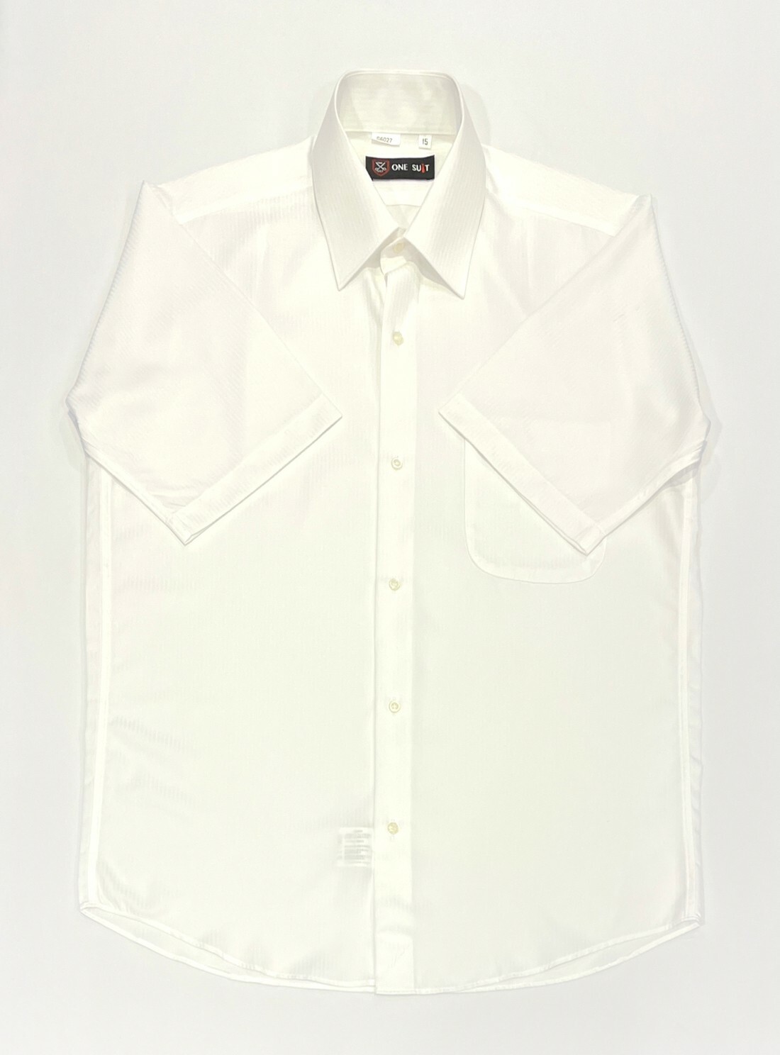 白色直條紋大尺碼男短袖襯衫01