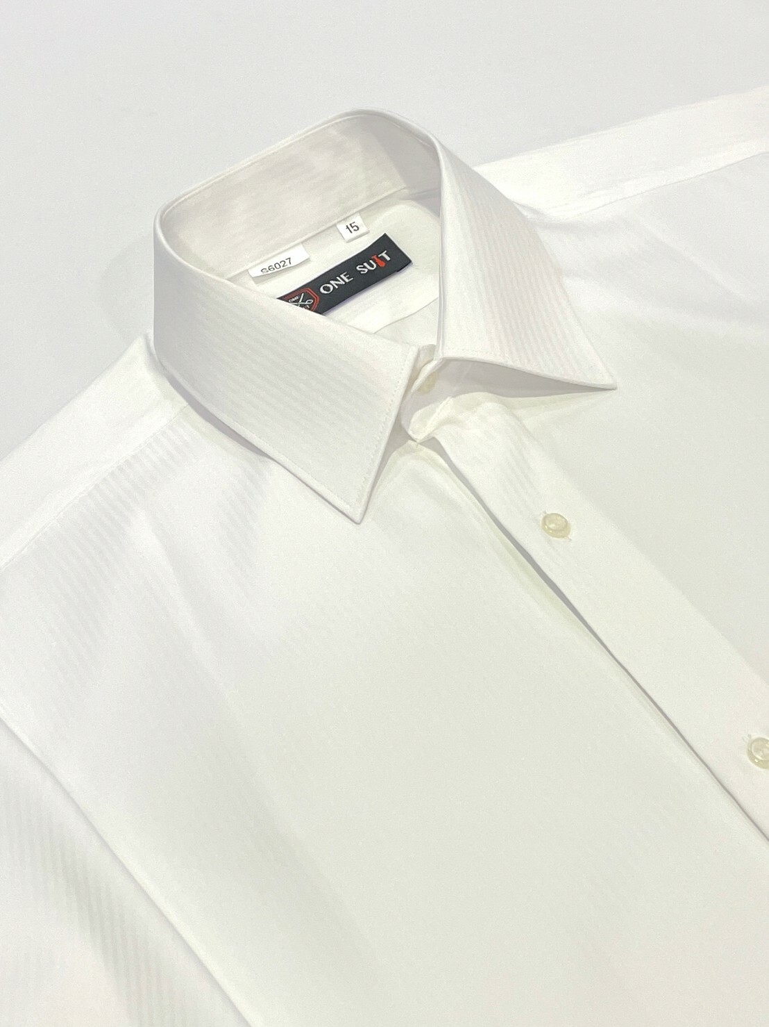 白色直條紋大尺碼男短袖襯衫02