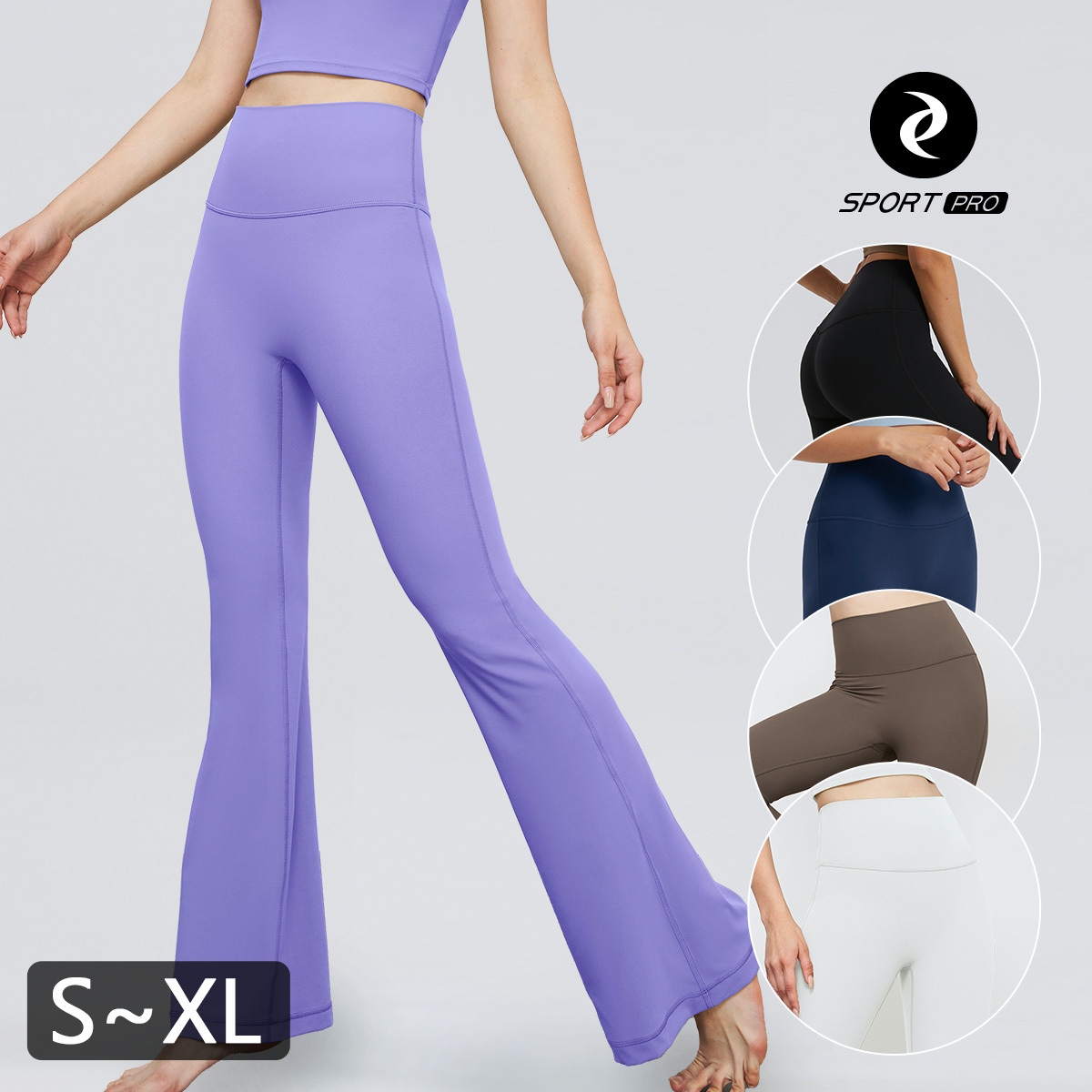 高腰裸感無尷尬線喇叭運動機能褲