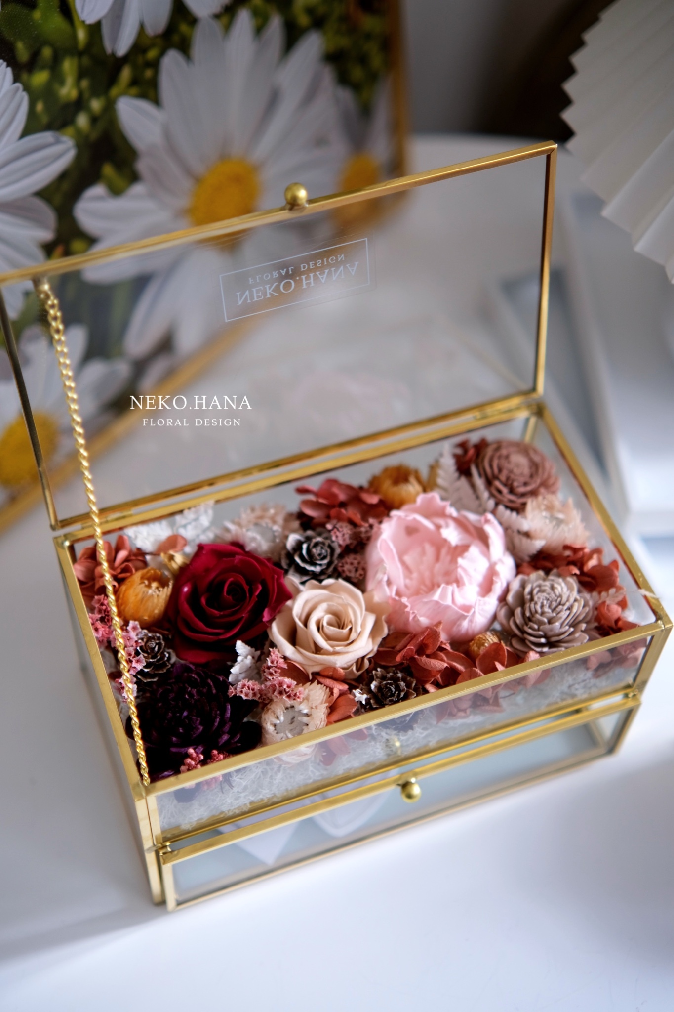 紅裸色金邊首飾收納盒