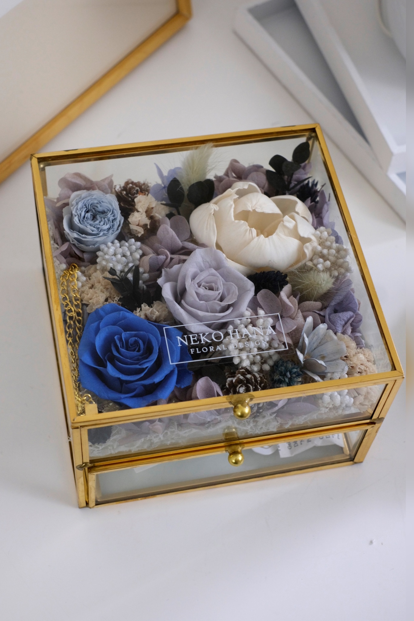 藍紫色金邊珠寶收納盒 (中款）