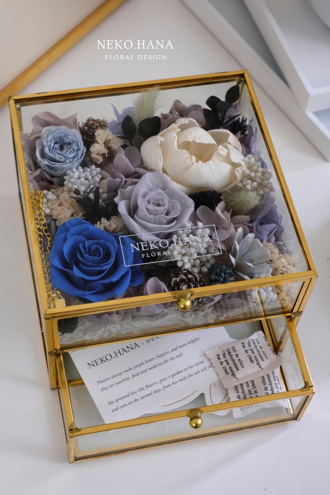 藍紫色金邊珠寶收納盒 (中款）