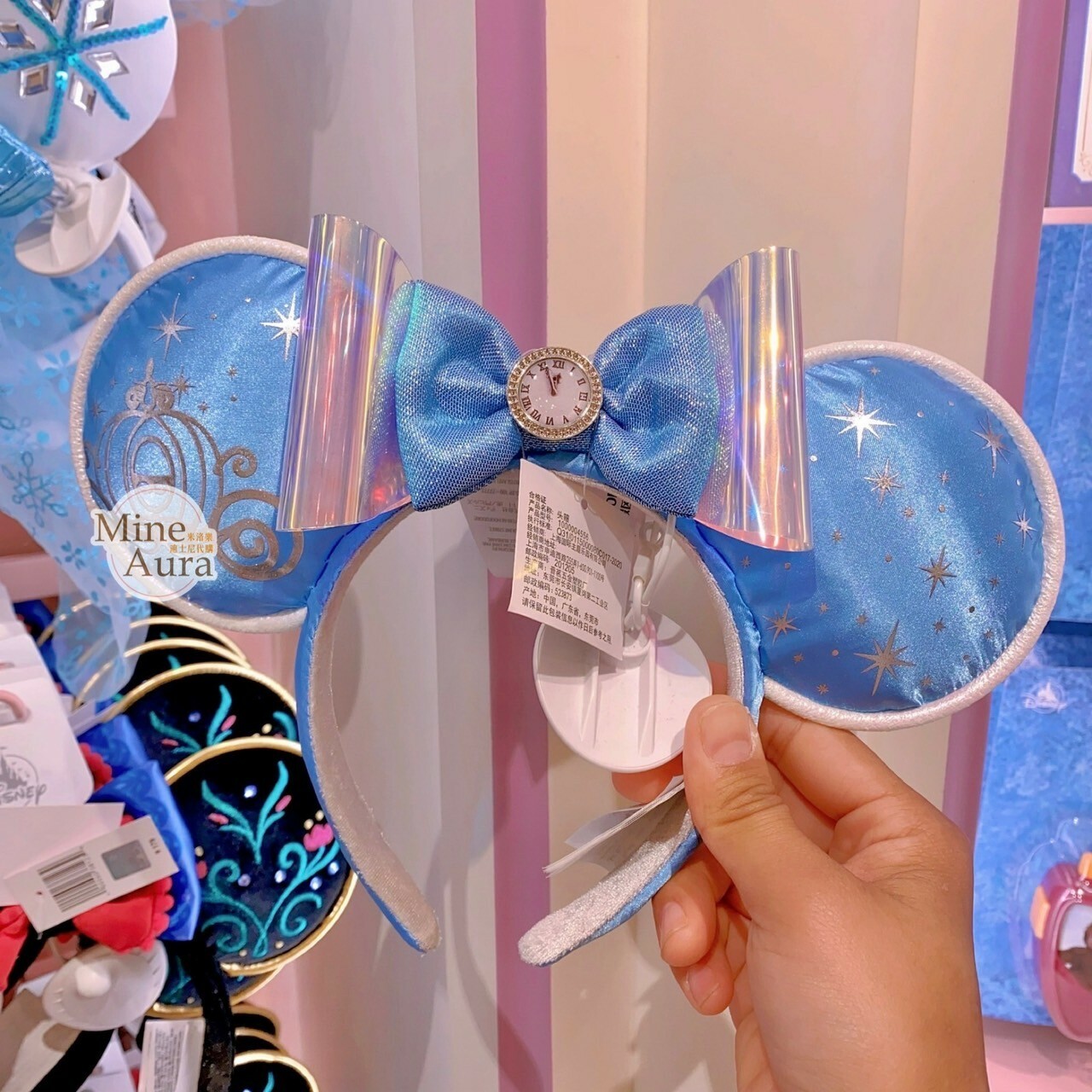 仙杜瑞拉 Cinderella 米妮 Minnie 時鐘蝴蝶結造型 南瓜馬車 圖案 髮圈 髮箍 仙履奇緣 -上海迪士尼樂園