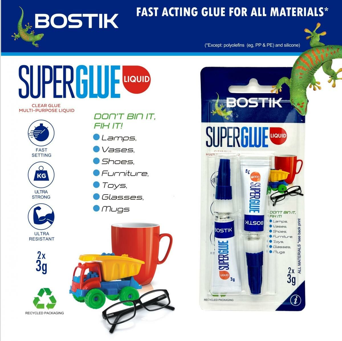Bostik® 全效型超能膠水, 透明 3克x2支裝 《香港行貨》AA