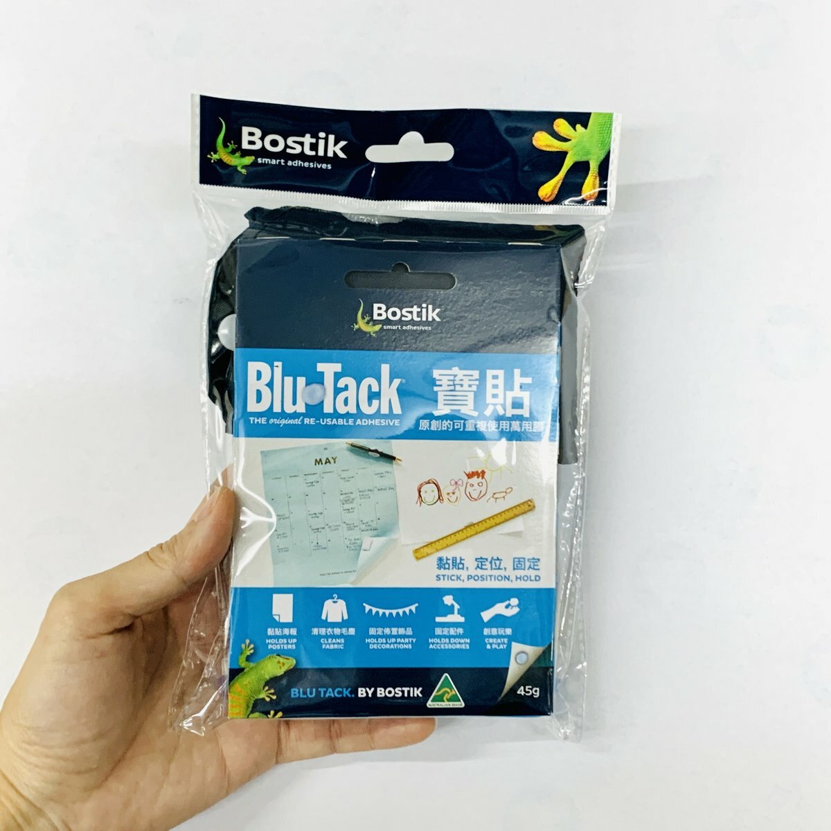 Bostik - Blu Tack® 藍寶貼 (45g) + Glu Stik 槳糊筆 (8克) 5 支《優惠裝》附送 購物環保袋《香港行貨》- 1 套