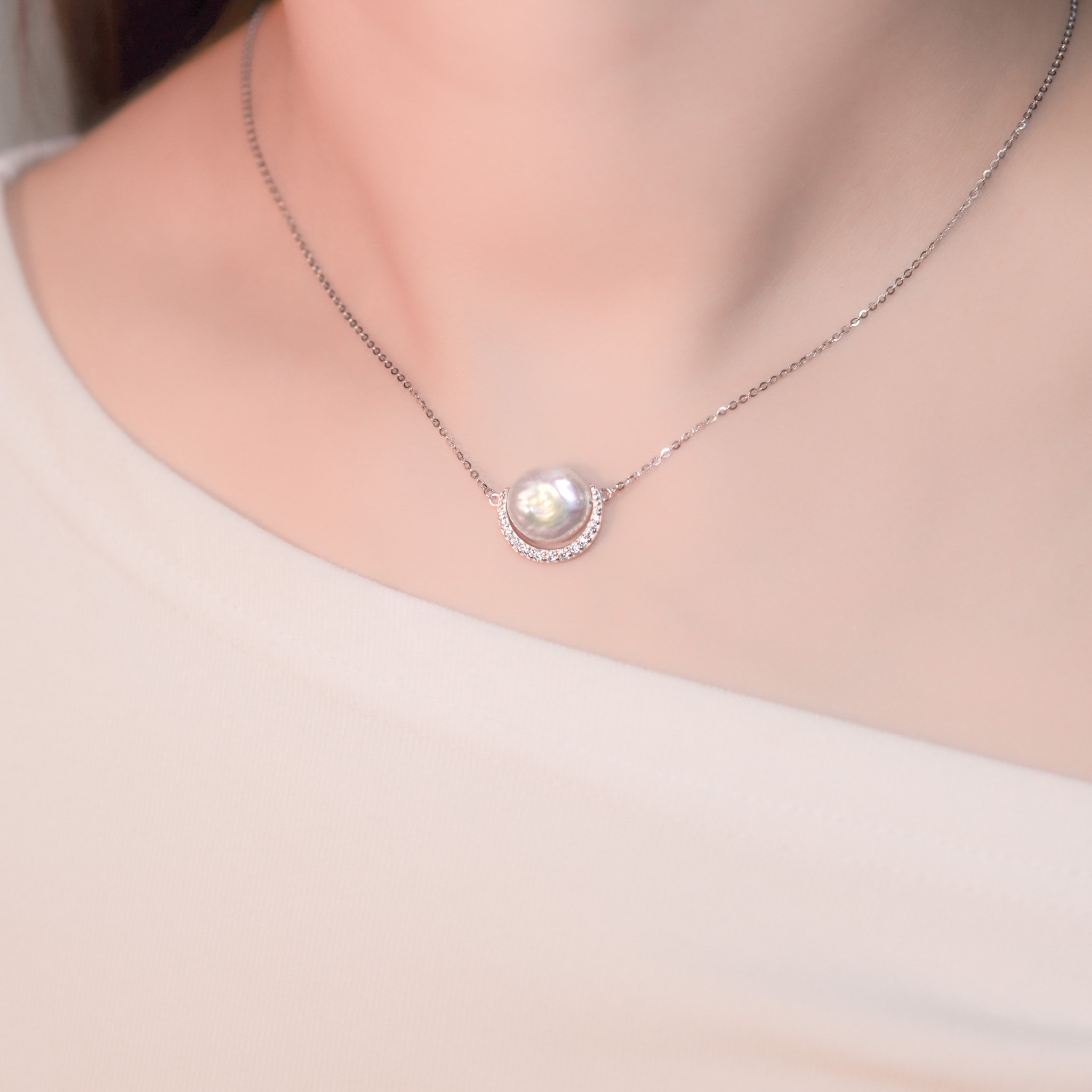 | 925純銀・白金・珍珠 | 純白小夢項鍊 | NE1158 |