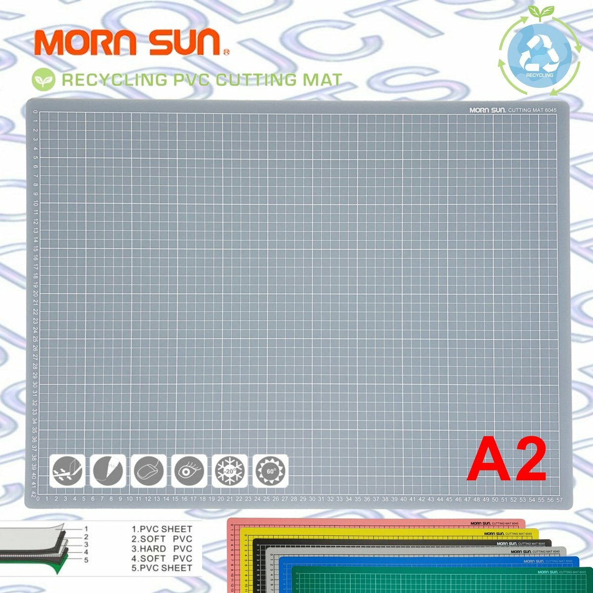 台灣陽晨®半透明A2耐切割墊/鎅板, 磨沙 - 24" X 18"(60x45cm) - 1 塊