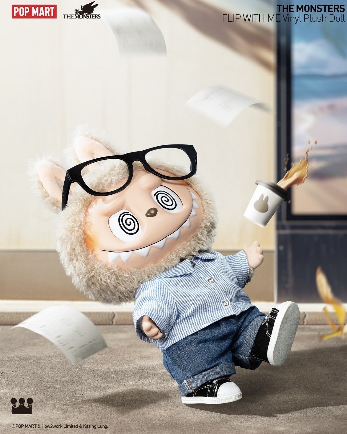 THE MONSTERS LABUBU FLIP WITH ME 搪膠40cm 拉布布公仔夏日浪