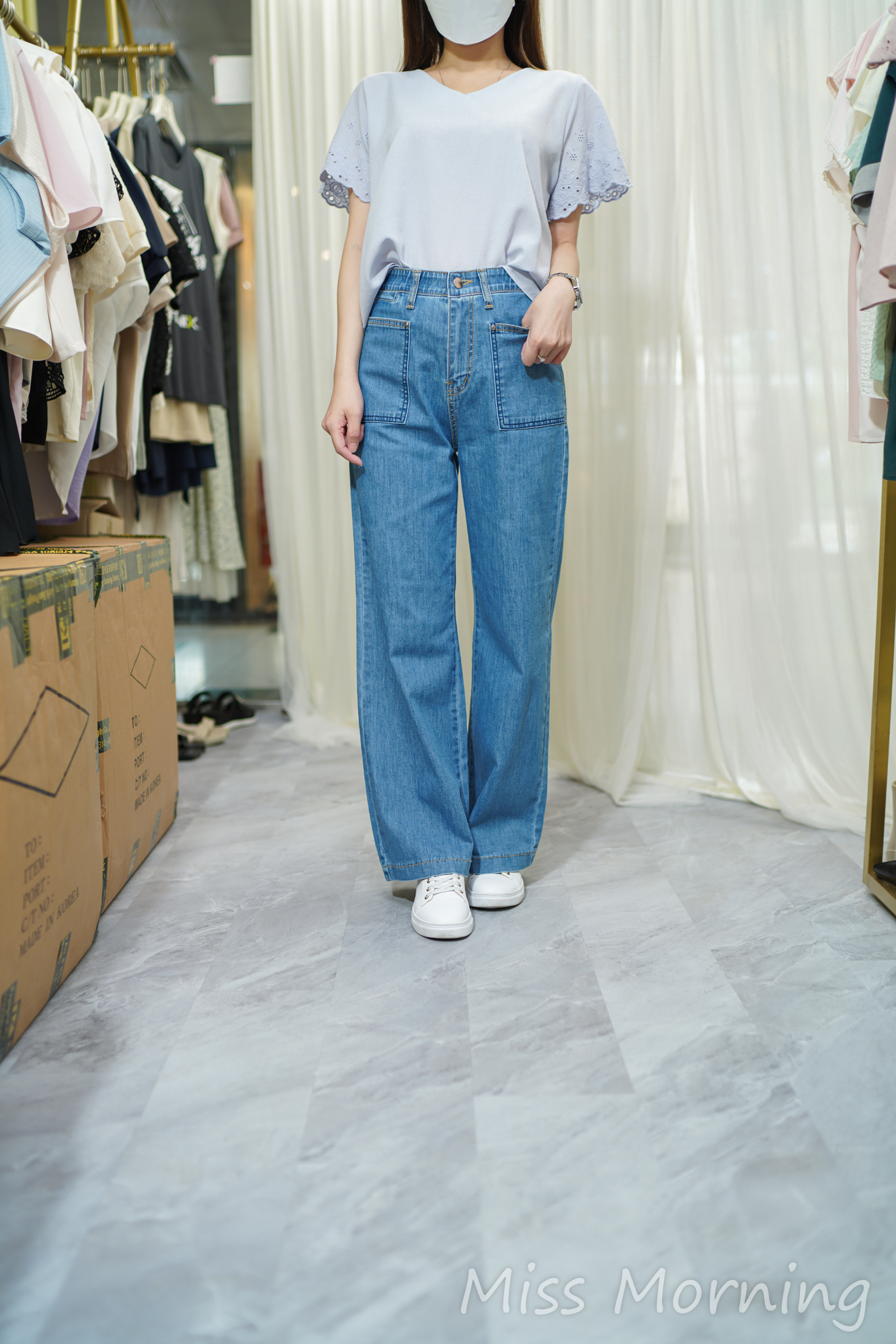 通花袖V領上衣(14052)