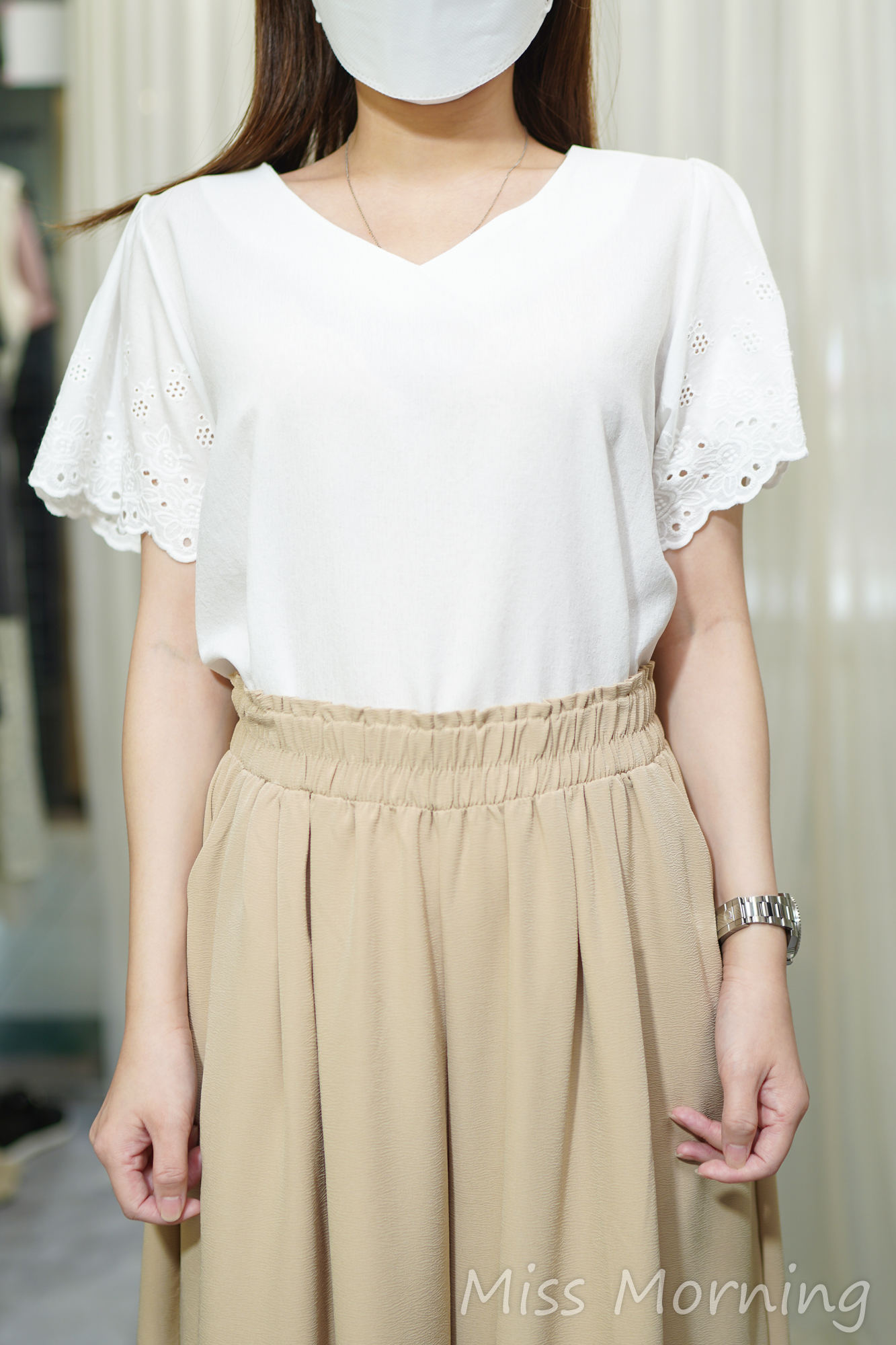 通花袖V領上衣(14052)