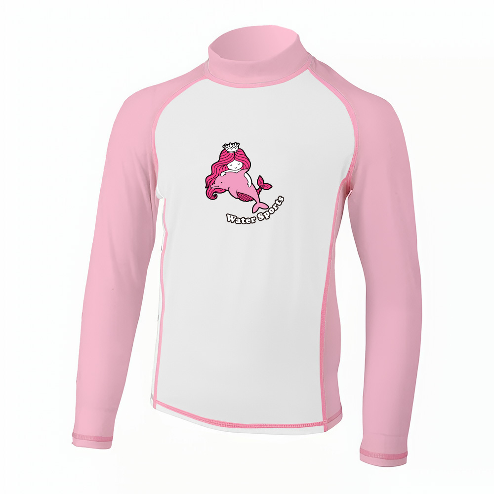 兒童角色造型游泳防曬上衣 UPF50+ - 白/粉紅