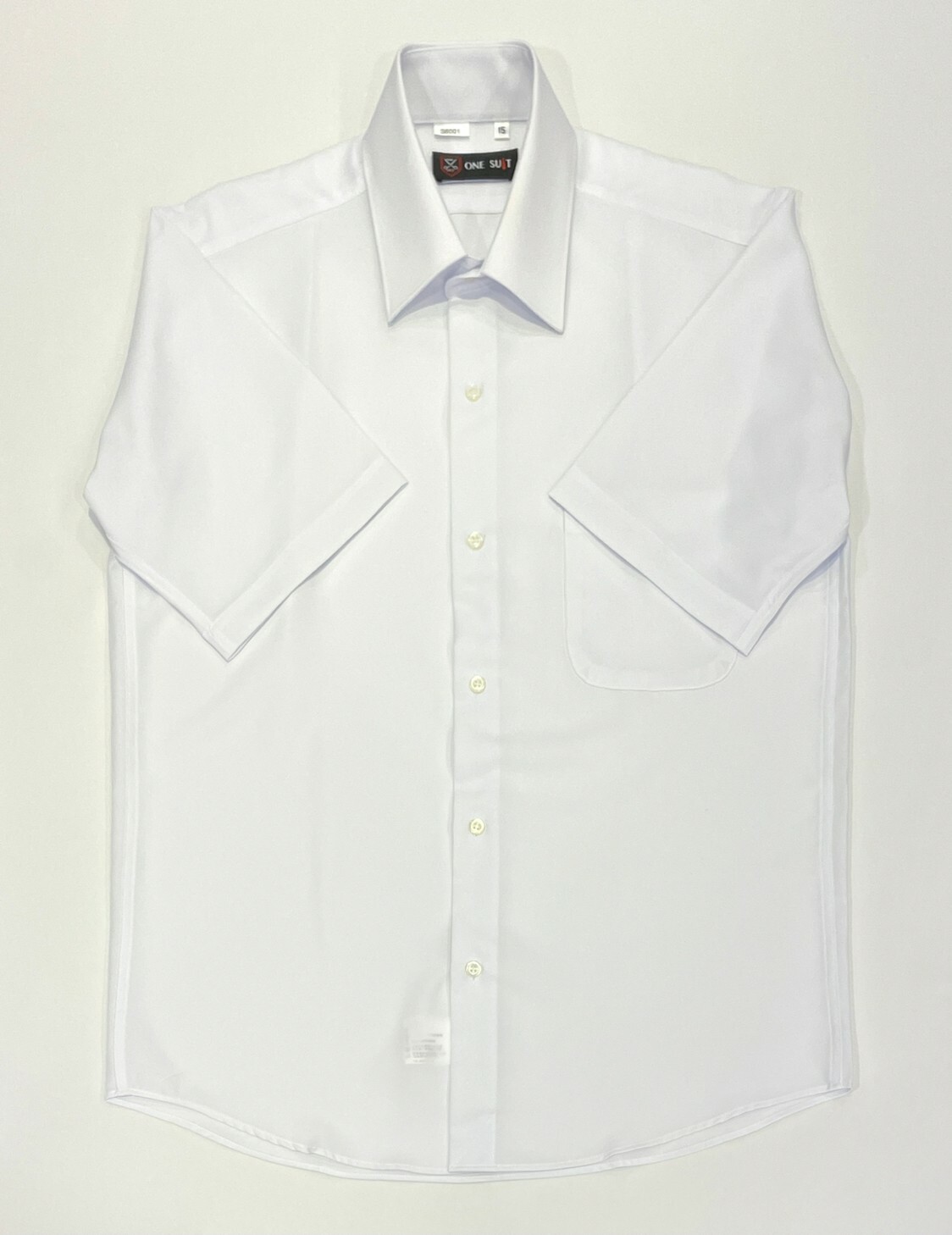 白色素面大尺碼男短袖襯衫01